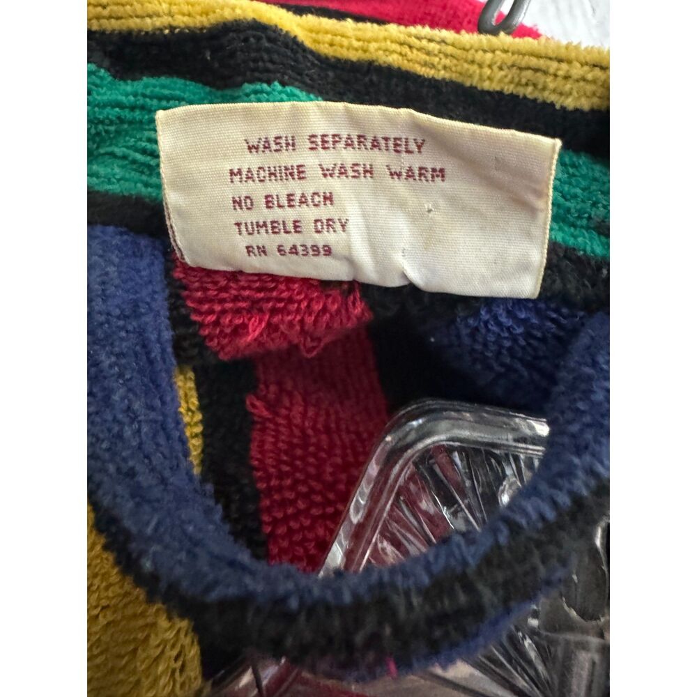 TJ Lawford Robe OS Turkish Rainbow Striped Heavy Terry Cloth Bathrobe *FLAW* - Picture 4 of 5